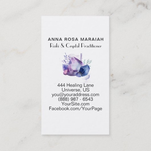 * Cosmos Gemstone Waterverf Universe Crystal Gem Visitekaartje (Achterkant)