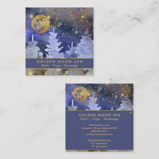 *~* Cosmos - Glitter Glitter Stars Pine Trees Vierkante Visitekaartje (Voorkant / Achterkant)