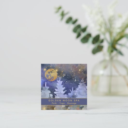 *~* Cosmos - Glitter Glitter Stars Pine Trees Vierkante Visitekaartje (Staand voorkant)