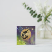 *~* Cosmos Gold Moon Aurora Borealis Glitter Stars Vierkante Visitekaartje (Staand voorkant)