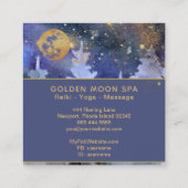 ** Cosmos Gold Moon Glitter Stars Pine Trees Vierkante Visitekaartje (Achterkant)