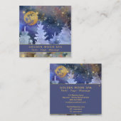 ** Cosmos Gold Moon Glitter Stars Pine Trees Vierkante Visitekaartje (Voorkant / Achterkant)