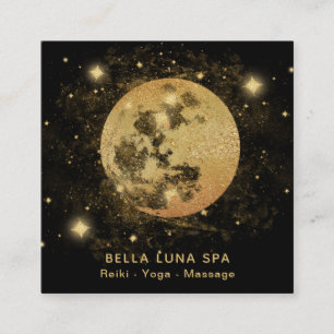 *~* Cosmos Gold Moon Glitter Stars Shaman Vierkante Visitekaartje