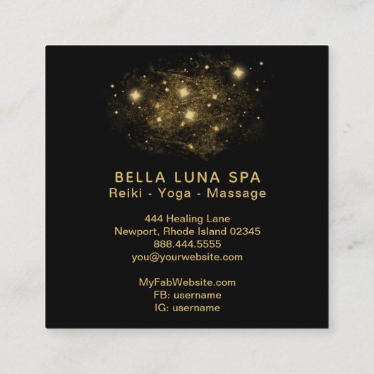 *~* Cosmos Gold Moon Glitter Stars Shaman Vierkante Visitekaartje (Achterkant)