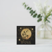 *~* Cosmos Gold Moon Glitter Stars Shaman Vierkante Visitekaartje (Staand voorkant)