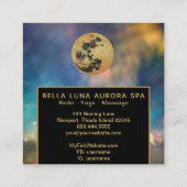 *~* Cosmos Gold Moon Shaman Glitter Stars Vierkante Visitekaartje (Achterkant)