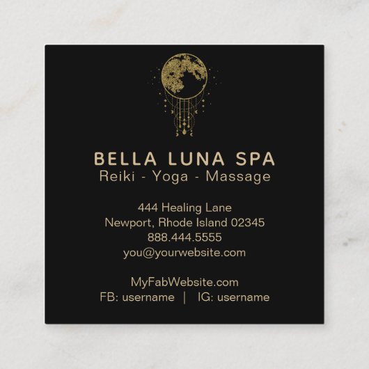 ~ Cosmos Gold Moon Shaman - Lunar Vierkante Visitekaartje (Achterkant)