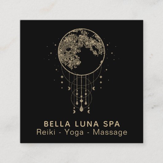 ~ Cosmos Gold Moon Shaman - Lunar Vierkante Visitekaartje (Voorkant)