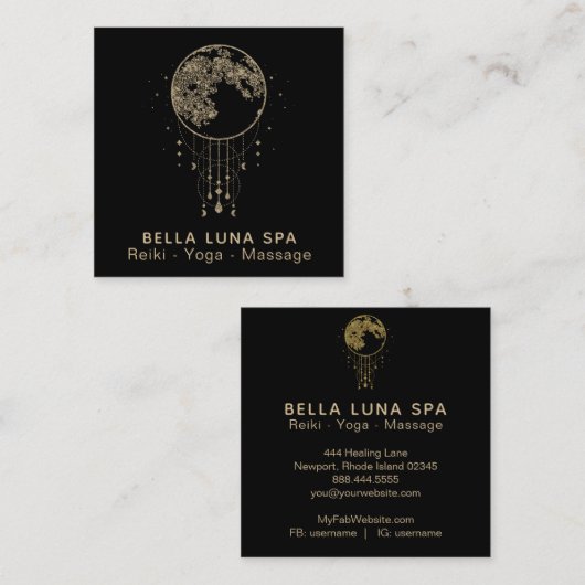 ~ Cosmos Gold Moon Shaman - Lunar Vierkante Visitekaartje (Voorkant / Achterkant)