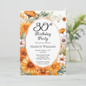 Cosmos | Marigolds Floral 30th Birthday Party Kaart (Staand voorkant)