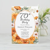 Cosmos | Marigolds Floral 70th Birthday Party Kaart (Staand voorkant)