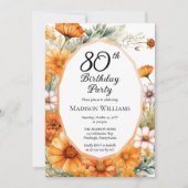 Cosmos | Marigolds Floral 80th Birthday Party Kaart (Voorkant)