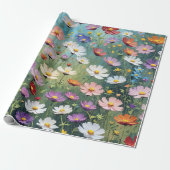 Cosmos Meadow Abstract Cadeaupapier (Uitgerold)