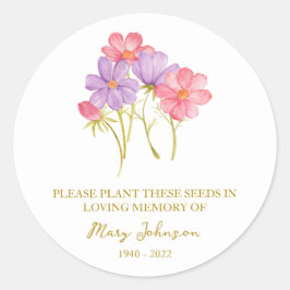 Cosmos Memorial Funeral Seed Packet Ronde Sticker