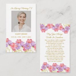 Cosmos Memorial Photo Funeral Prayer Card Visitekaartje