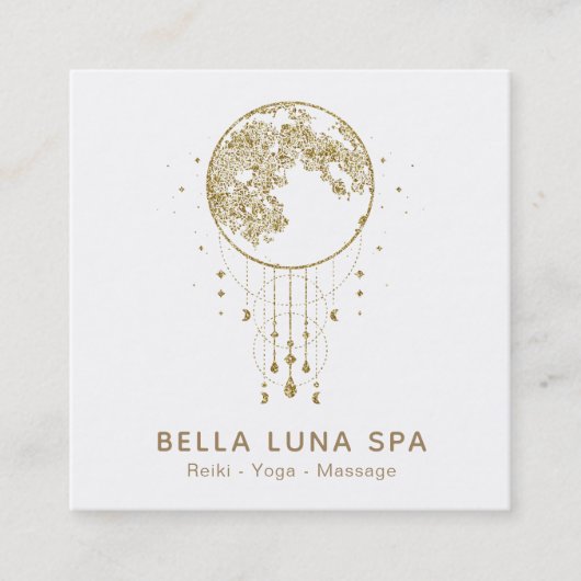 ~ Cosmos Moon Shaman Lunar Gold Vierkante Visitekaartje (Voorkant)