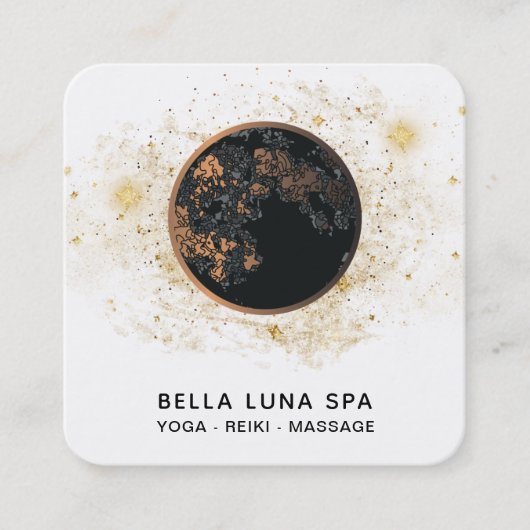 *~* Cosmos Moon Universe. Glitter Stars Shaman Vierkante Visitekaartje (Voorkant)