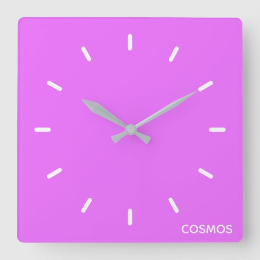 Cosmos paarse kleur naam vierkante klok (Voorkant)