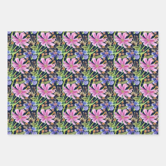 Cosmos Pink en Blue Bridal Wedding Inpakpapier Vel (Voorkant 2)