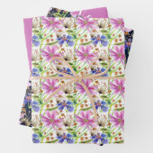 Cosmos Pink en Blue Bridal Wedding Inpakpapier Vel (In situ)