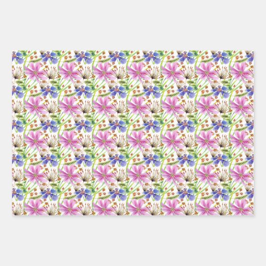 Cosmos Pink en Blue Bridal Wedding Inpakpapier Vel (Voorkant)