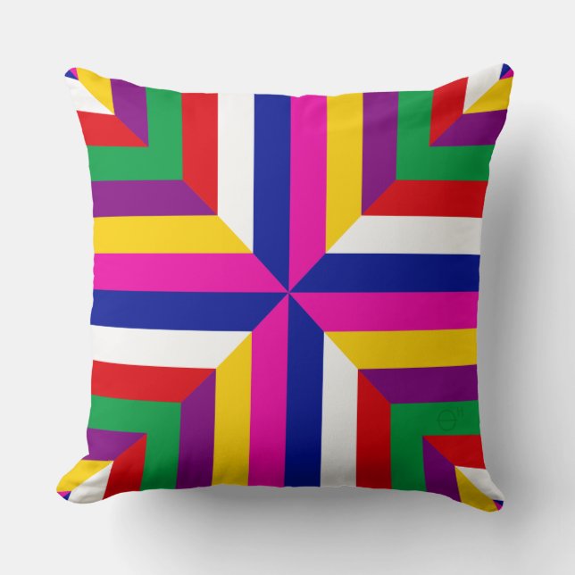 Cosmos-prototype - Blauw/Magenta – Gebalanceerd Kussen (Voorkant)