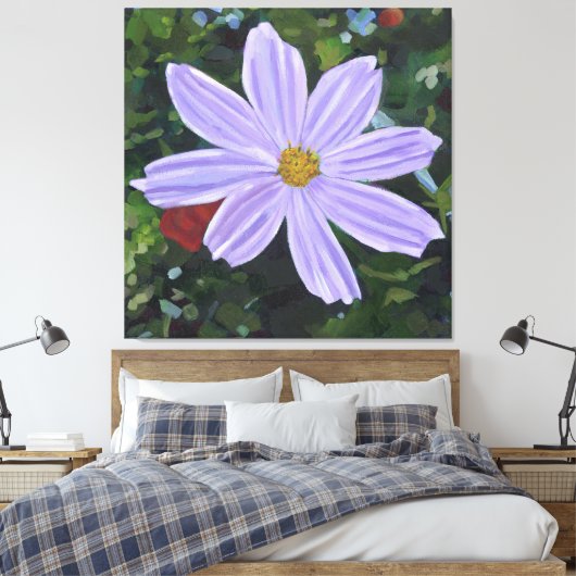 Cosmos Purple Large Floral Canvas Afdruk (Insitu (Slaapkamer))