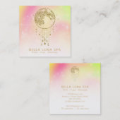 ~ Cosmos Rainbow Stars Lunar Gold Moon Vierkante Visitekaartje (Voorkant / Achterkant)