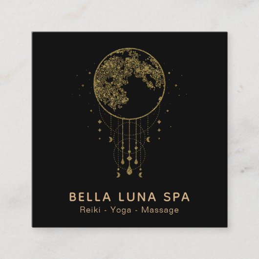~ Cosmos Shaman Lunar Gold Moon Vierkante Visitekaartje (Voorkant)
