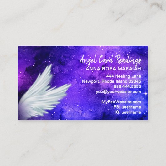 *~* Cosmos Stars Blue Galaxy Angel Wings Universe Visitekaartje (Achterkant)