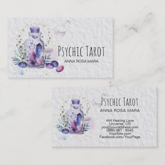 *~* Cosmos Stars Crystals Universe Psychic Tarot Visitekaartje (Voorkant / Achterkant)