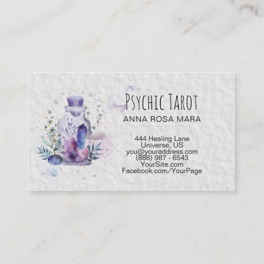 *~* Cosmos Stars Crystals Universe Psychic Tarot Visitekaartje (Achterkant)