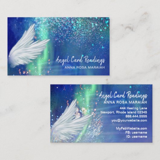 *~* Cosmos Stars Galaxy Angel Wing Blue Universe Visitekaartje (Voorkant / Achterkant)
