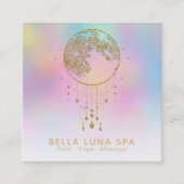 *~* Cosmos Stars Rainbow Lunar Gold Moon Pastel Vierkante Visitekaartje (Voorkant)