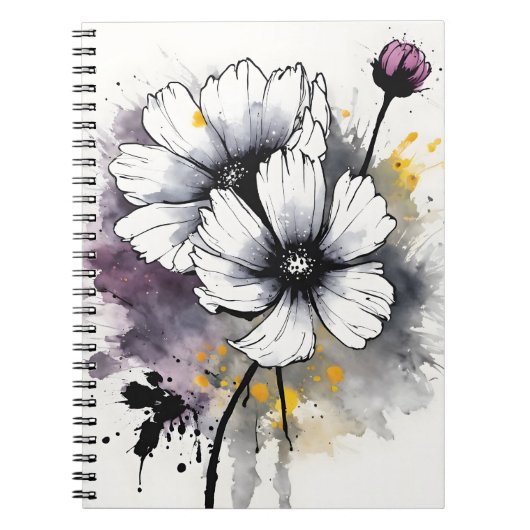 Cosmos - Watercolorbloemen Notitieboek (Voorkant)
