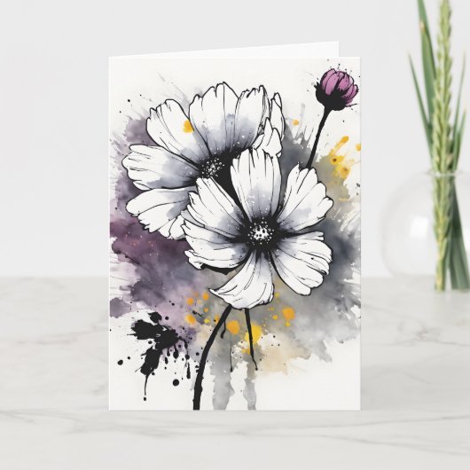 Cosmos - Waterverf bloemen Kaart (Voorkant)