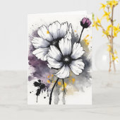 Cosmos - Waterverf bloemen Kaart (Gele Bloem)