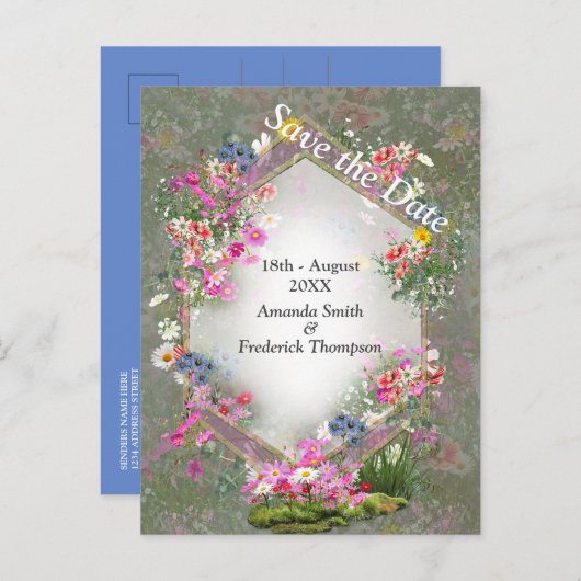 Cosmos Wilderness Wild-Flowers Aankondigingskaart (Voorkant / Achterkant)