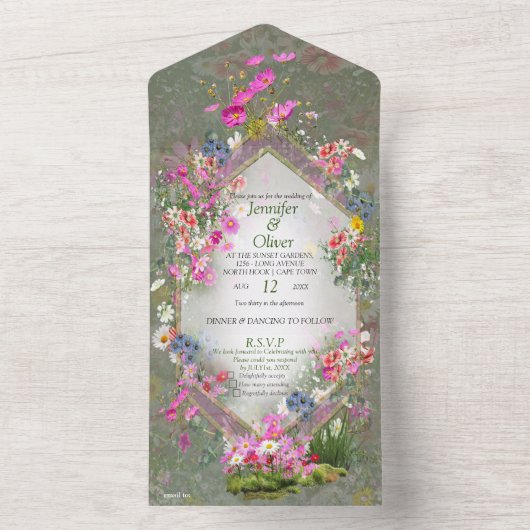 Cosmos Wilderness Wild-Flowers All In One Uitnodiging (Binnen)