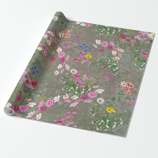 Cosmos Wilderness Wild-Flowers Cadeaupapier (Uitgerold)