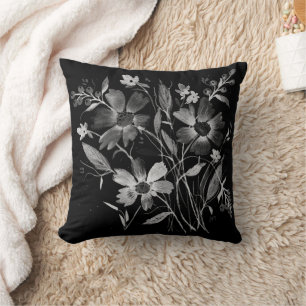 Cosmosis-Black&White Cosmos Floral Designer Kussen