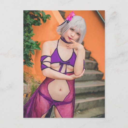Cosplay Anime  Asian Beauty Foto Briefkaart (Voorkant)