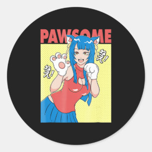 Cosplay Anime Girl Cute Waifu Neko Cosplay Gift Ronde Sticker
