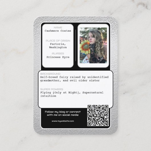 Cosplay Character Custom Trading Kaarten | QR-code Visitekaartje (Achterkant)