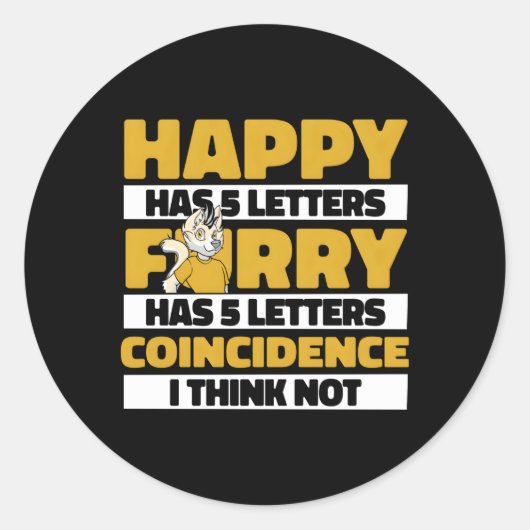 Cosplay Happy Fursona Furries Furry Fandom Ronde Sticker (Voorkant)