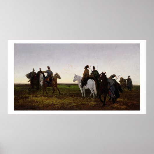 Cossacks op Horseback, 1874 (olie op doek) Poster (Voorkant)