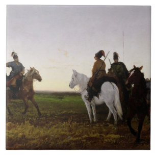 Cossacks op Horseback, 1874 (olie op doek) Tegeltje