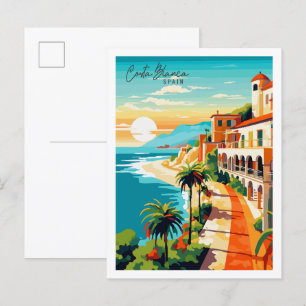 Costa Blanca Spanje vintage reisillustratie Briefkaart