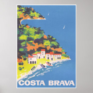 Costa Brava Spain Retro Vintage Travel Poster