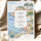 Costa Brava Spanje Aquarel Destination Trouwen Kaart